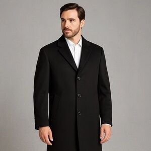 Jos A Banks signature collection cashmere overcoat 42L Navy blue like new!